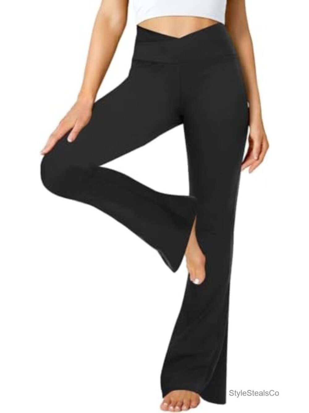 Flare Leggings for Women High Rise Crossover Wide Leg Bell Bottom Yoga Pants